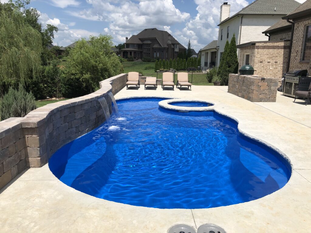 River Pools I30s Inground Fiberglass Swimming Pool installed by Lake Geneva Pool and Spa